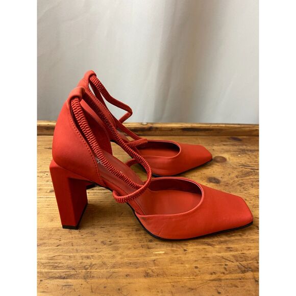 Jeffrey Campbell Red Block Heel Square Toe Heels – Size 7.5 - Picture 1 of 7